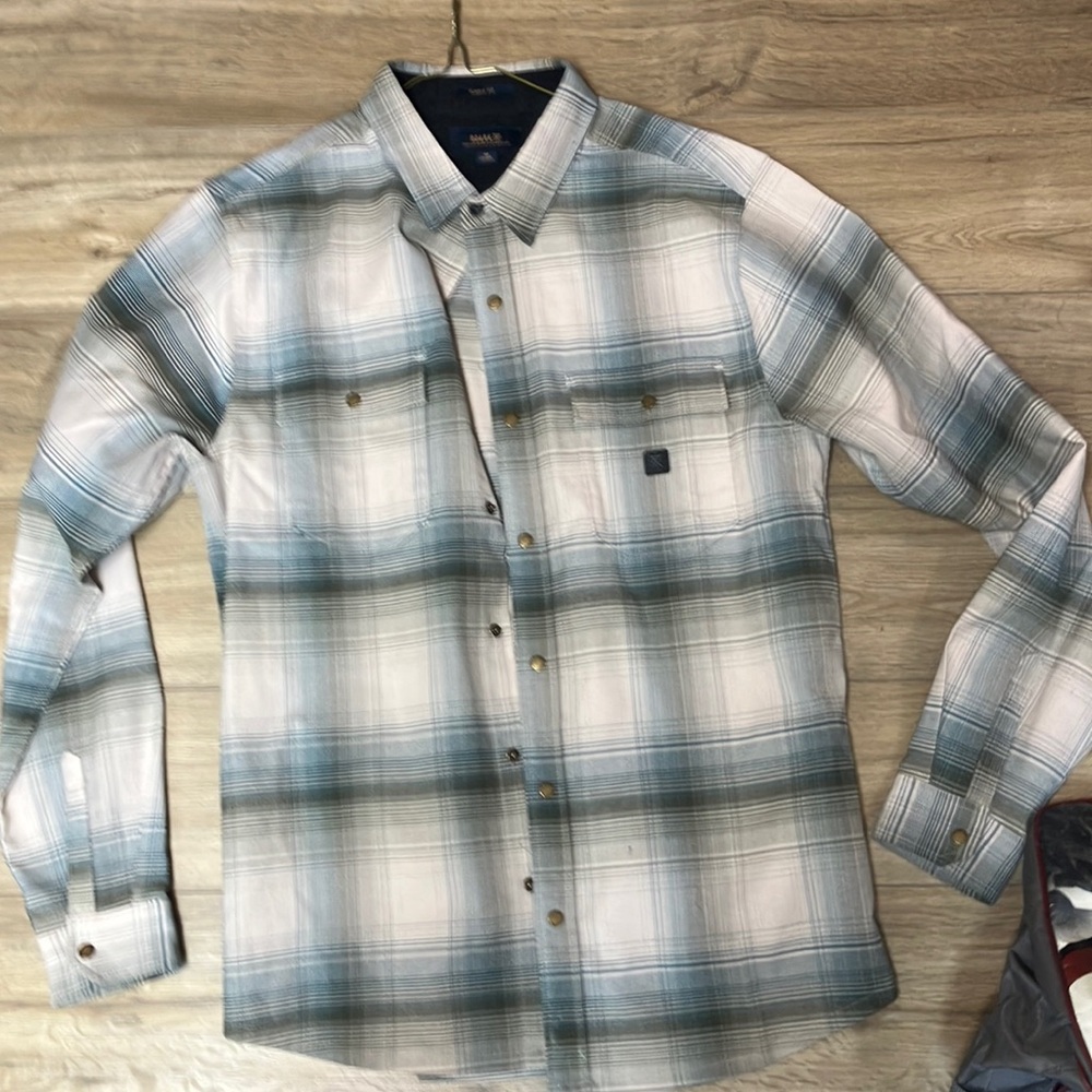 Roark Classic Fit Plaid Shirt - Blue and Gray